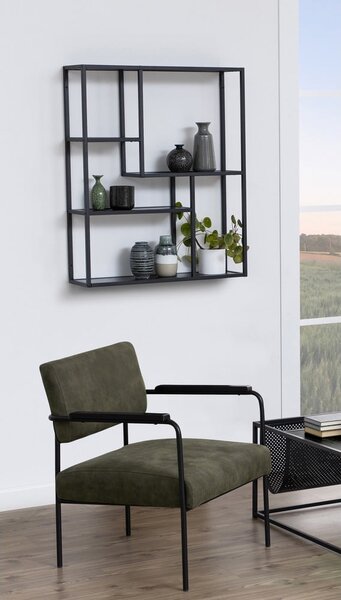 Libreria da parete nera-color legno naturale effetto frassino 75x91 cm Seaford - Actona