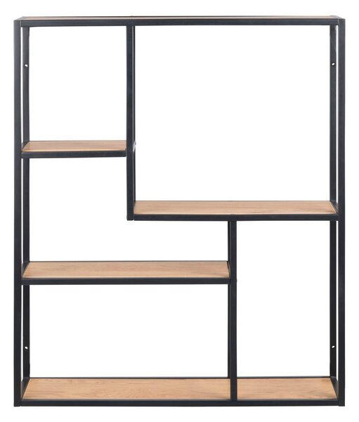 Libreria da parete nera-color legno naturale effetto rovere 75x91 cm Seaford - Actona