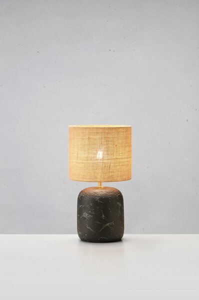 Lampada da tavolo con paralume in juta di colore nero e naturale (altezza 32,5 cm) Montagna - Markslöjd