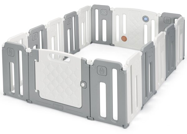 Costway Box di sicurezza per bambini con 14+2 pannelli, Centro attività con cancello di sicurezza pannello di gioco Beige