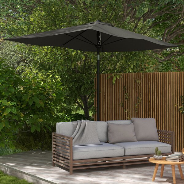 Outsunny Ombrellone da Giardino Rettangolare 2x3 m Inclinabile con Apertura a Manovella, Grigio|Aosom