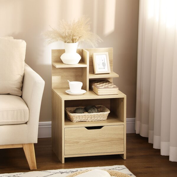 HOMCOM Comodino multiuso moderno con 2 Ripiani Aperti e Cassetto in Truciolato per Camera da Letto e Salotto, 45x35x73 cm| Aosom Italy