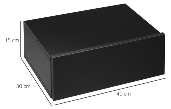 HOMCOM Set 2 Comodini Sospesi Moderni in Legno per Camera da Letto, 40x30x15cm, Nero|Aosom