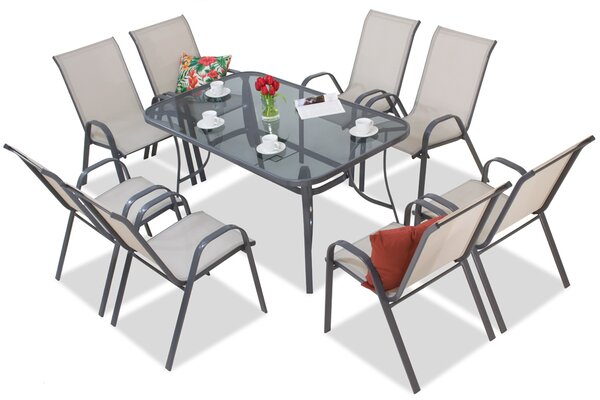 Set di mobili da pranzo Modena per 8 persone di Garden Point grigio chiaro