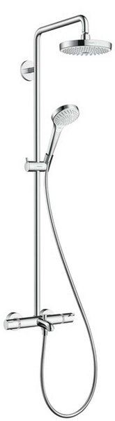 Hansgrohe Croma Select S - Miscelatore termostatico per vasca da bagno Showerpipe 180 con accessori, 2 getti, bianco/cromato 27351400