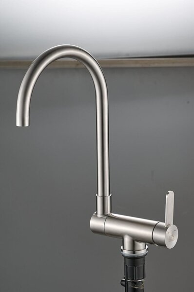 Rubinetto da cucina Aquanello, modello Massiver, in acciaio inossidabile, pieghevole, codice SS-1012-FM