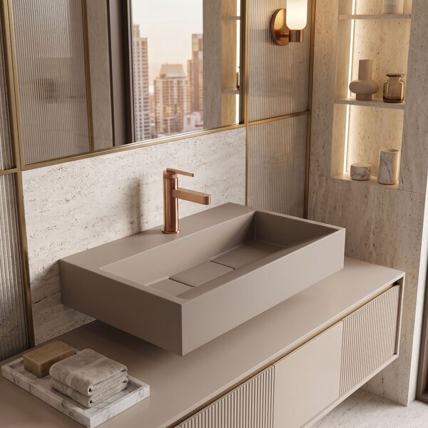 Lavabo in conglomerato Rea GOYA TAUPE 60CM