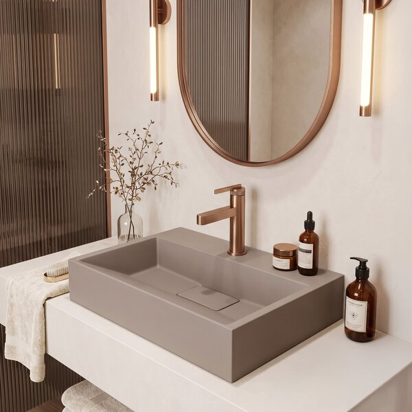 Lavabo in conglomerato Rea GOYA TAUPE 50CM