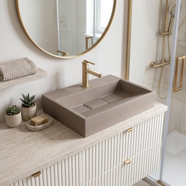 Lavabo in conglomerato Rea GOYA TAUPE 50CM