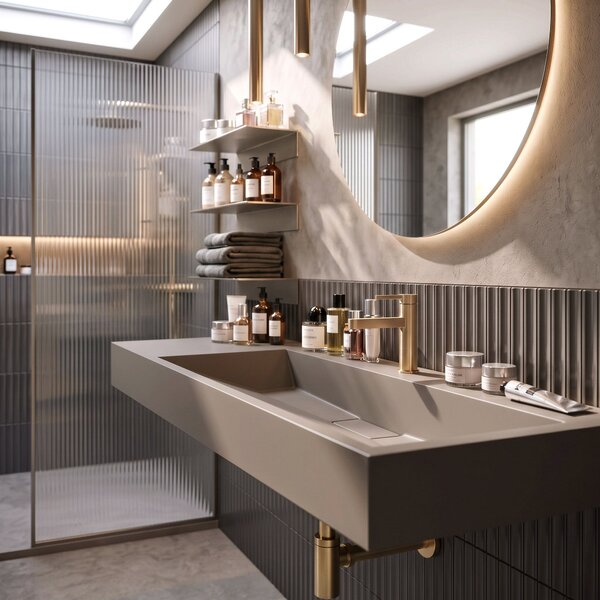 Lavabo in conglomerato Rea GOYA TAUPE 100CM