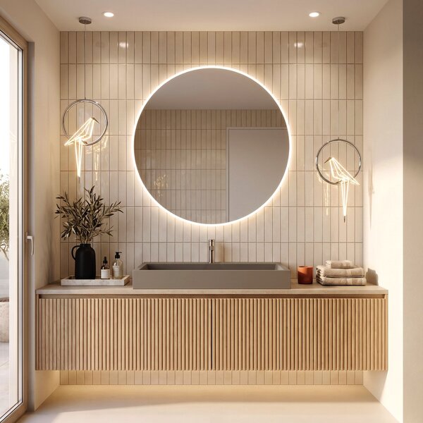 Lavabo in conglomerato Rea GOYA TAUPE 100CM