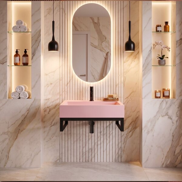 Lavabo in conglomerato GOYA PINK 50CM + TELAIO