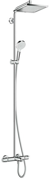 Hansgrohe Crometta - Miscelatore termostatico per vasca da bagno E 240 Showerpipe con accessori, cromo 27298000