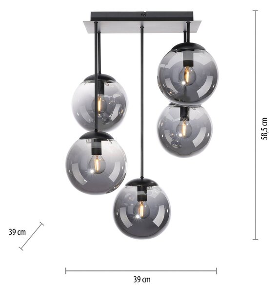 JUST LIGHT. GmbH Plafoniera soffitto Big Widow, dimmerabile, Nero, Soggiorno / Sala da pranzo, Metallo, Moderno, Plafoniera