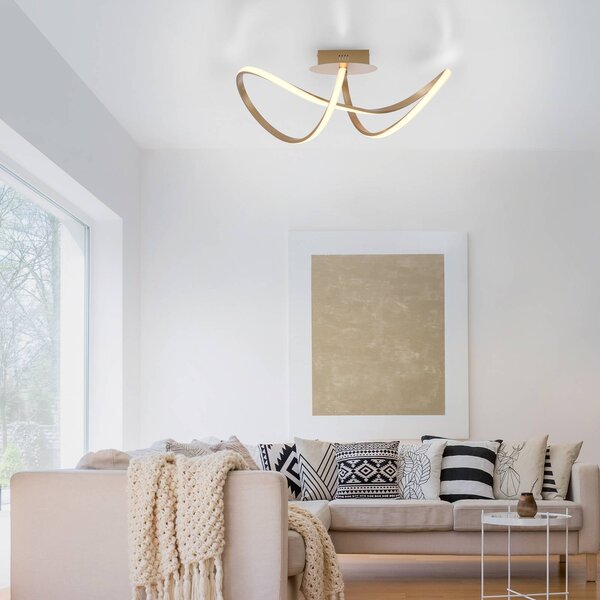 JUST LIGHT. GmbH Plafoniera a LED Maria, dimmerabile, Ottone / Oro, Camera da letto, Alluminio, Moderno, Plafoniera LED