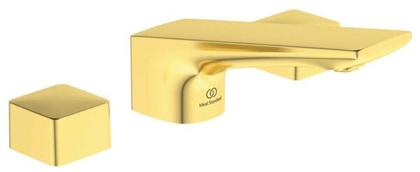 Ideal Standard Conca Tap - Miscelatore da lavabo, montaggio a 3 fori, con sistema di scarico, Brushed Gold BC759A2