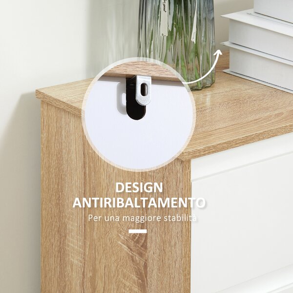 Kleankin Mobiletto da Bagno con Armadietto e Cassetto, Mobile Multiuso Salvaspazio, 60x30x90cm, Color Legno e Bianco | Aosom Italy