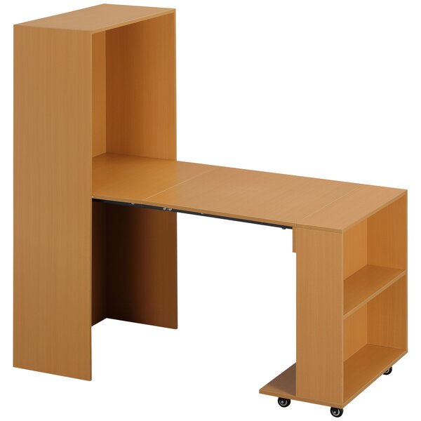 HOMCOM Tavolo Pieghevole da Pranzo max 3 Persone, in Truciolato e Acciaio, 75x144x144.5 cm, color Legno|Aosom
