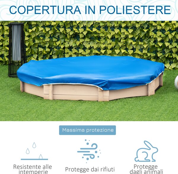Outsunny Sabbiera per Bambini con Sedili e Copertura, Età 3-8 Anni, 139.5x139.5x21.5cm, Colore Legno