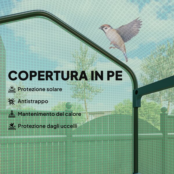 Outsunny Serra per piante a 4 Livelli con 4 Rotelle e Ingresso Avvolgibile, in Acciaio e PE per Balcone, 69x50x165 cm, Verde | Aosom Italy