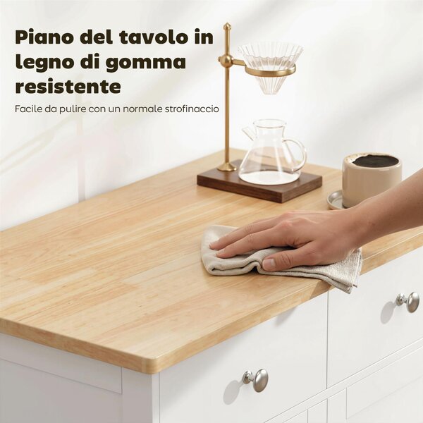 HOMCOM Credenza Bassa con Armadietto 2 Ante, Ripiani Regolabili e 2 Cassetti, Bianco e Legno | Aosom Italy