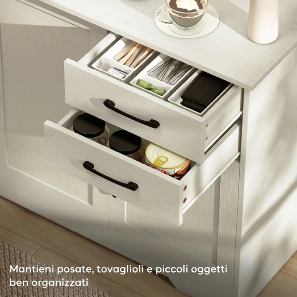 HOMCOM Mobile Cucina con 2 Cassetti e 3 Armadietti, Ripiani Regolabili, 120x38x79 cm, Crema | Aosom Italy