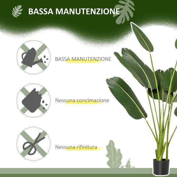 HOMCOM Albero Artificiale di Banano 160 cm con Vaso e 10 Foglie Realistiche, Pianta Finte Tropicale per Decorazioni Interni ed Esterni, Verde | Aosom Italy