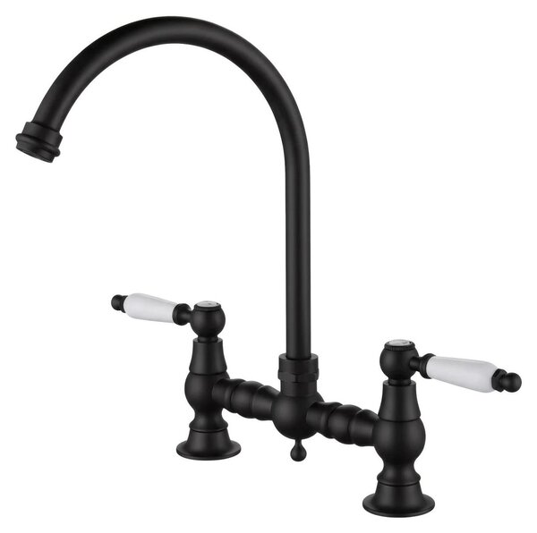 Aquanello Heritage Manor: Rubinetto da cucina classico – Miscelatore in stile retrò, nero con leva bianca e bocchetta rotonda, modello BL-4001-HA