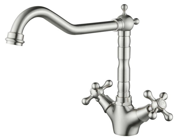 Aquanello Heritage Ascot: Miscelatore da cucina classico in acciaio inossidabile con bocchetta angolata, modello NB-4002-HA