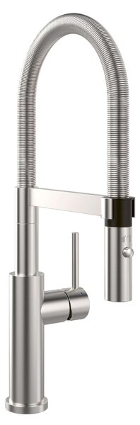 Villeroy & Boch Steel Expert 2.0 - Miscelatore da lavello con braccio di erogazione flessibile e doccetta estraibile, acciaio inox 928000LC