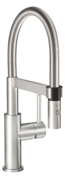 Villeroy & Boch Steel Expert Compact - Miscelatore da lavello con braccio di erogazione flessibile e doccetta estraibile, acciaio inox 927300LC