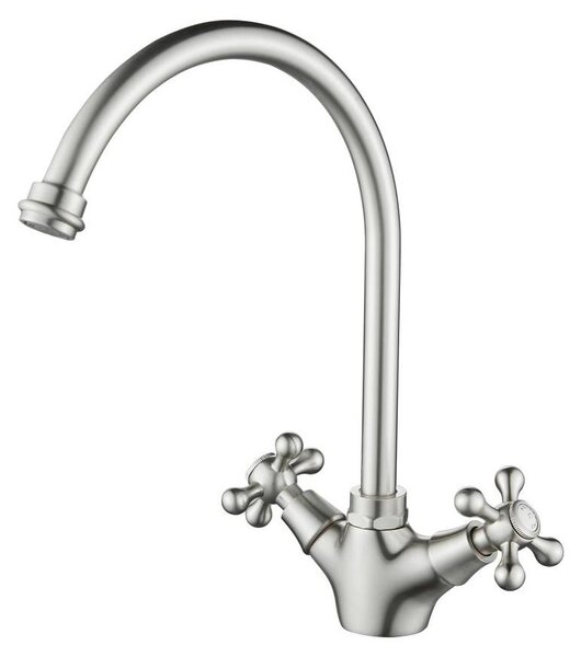 Aquanello Heritage Ascot: Miscelatore da cucina classico in acciaio inossidabile con bocchetta rotonda, modello NB-4003-HA