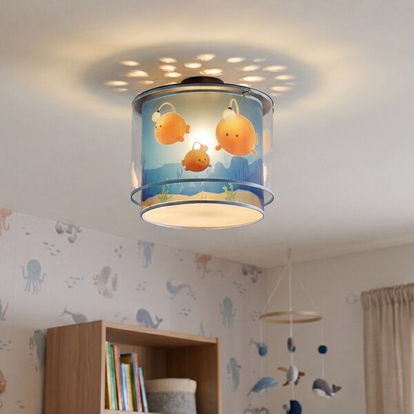 Plafoniera per bambini blu con Bulby - Harrie meets Bulby