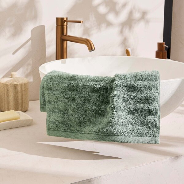 Asciugamano tipo terry verde in cotone 30x50 cm Maya – douceur d'intérieur