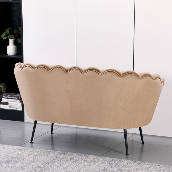 DecHome Divano 2 Posti Contemporaneo Luxury in Velluto Dimensioni 132x73x77 cm colore Beige - Orel
