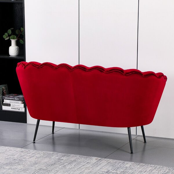 DecHome Divano 2 Posti Contemporaneo Luxury in Velluto Dimensioni 132x73x77 cm colore Rosso - Orel
