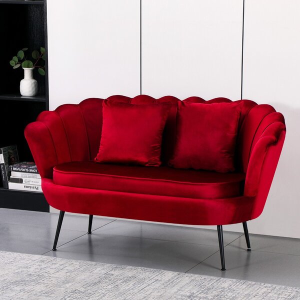 DecHome Divano 2 Posti Contemporaneo Luxury in Velluto Dimensioni 132x73x77 cm colore Rosso - Orel