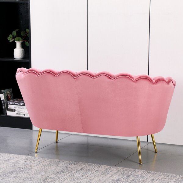 DecHome Divano 2 Posti Contemporaneo Luxury in Velluto Dimensioni 132x73x77 cm colore Rosa - Orel