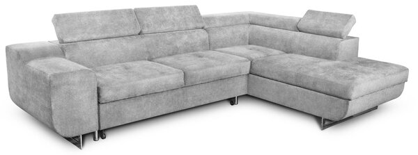 DecHome Divano Angolare 3 Posti Moderno con Chaise Longue Destra Letto Estraibile Vano Contenitore in Tessuto Dimensioni 280x203x78-93 cm colore Gr