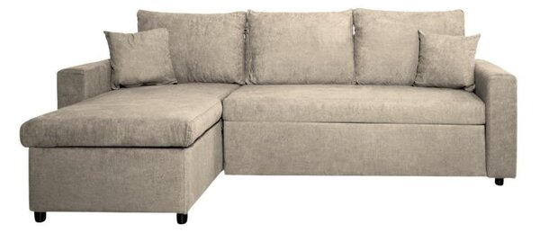 DecHome Divano Angolare 3 Posti Moderno con Chaise Longue Letto Estraibile Vano Contenitore in Tessuto Dimensioni 225x148x71 cm colore Cappuccino -