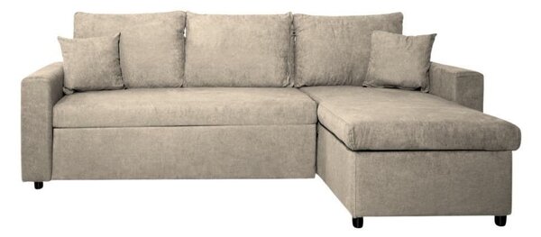 DecHome Divano Angolare 3 Posti Moderno con Chaise Longue Letto Estraibile Vano Contenitore in Tessuto Dimensioni 225x148x71 cm colore Cappuccino -
