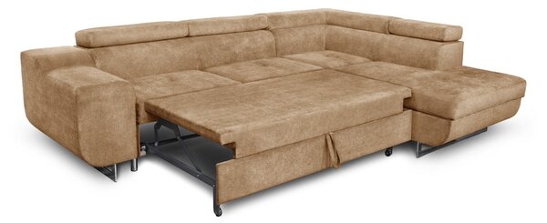 DecHome Divano Angolare 3 Posti Moderno con Chaise Longue Destra Letto Estraibile Vano Contenitore in Tessuto Dimensioni 280x203x78-93 cm colore No