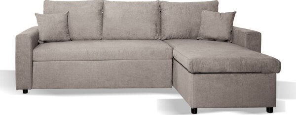 DecHome Divano Angolare 3 Posti Moderno con Chaise Longue Letto Estraibile Vano Contenitore in Tessuto Dimensioni 225x148x71 cm colore Tortora - Golf