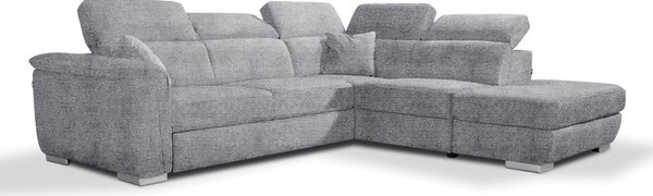 DecHome Divano Angolare 3 posti Moderno con Chaise Longue Letto Estraibile Pouf Contenitore in Tessuto Dimensioni 270x240x95x75 cm colore Grigio - 