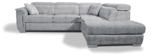 DecHome Divano Angolare 3 posti Moderno con Chaise Longue Letto Estraibile Pouf Contenitore in Tessuto Dimensioni 270x240x95x75 cm colore Grigio - 