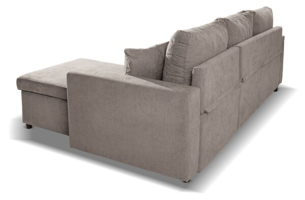 DecHome Divano Angolare 3 Posti Moderno con Chaise Longue Letto Estraibile Vano Contenitore in Tessuto Dimensioni 225x148x71 cm colore Tortora - Golf