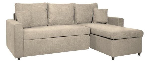 DecHome Divano Angolare 3 Posti Moderno con Chaise Longue Letto Estraibile Vano Contenitore in Tessuto Dimensioni 225x148x71 cm colore Cappuccino -