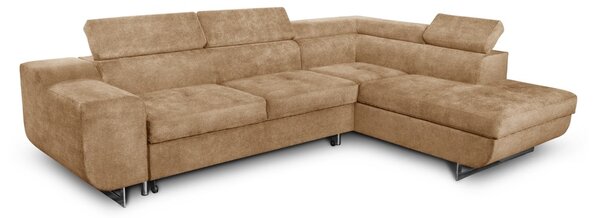 DecHome Divano Angolare 3 Posti Moderno con Chaise Longue Destra Letto Estraibile Vano Contenitore in Tessuto Dimensioni 280x203x78-93 cm colore No