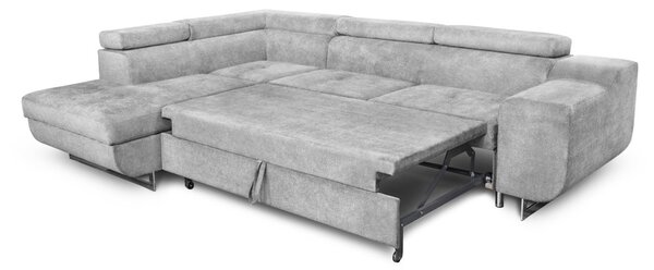 DecHome Divano Angolare 3 Posti Moderno con Chaise Longue Sinistra Letto Estraibile Vano Contenitore in Tessuto Dimensioni 280x203x78-93 cm colore 