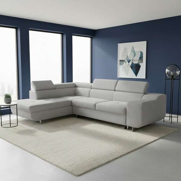 DecHome Divano Angolare 3 Posti Moderno con Chaise Longue Sinistra Letto Estraibile Vano Contenitore in Tessuto Dimensioni 280x203x78-93 cm colore 